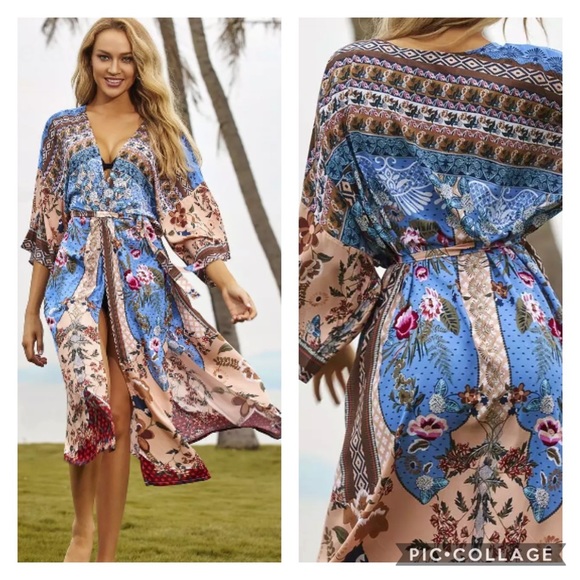 S-XXL Lela Vintage Rose Maxi Kimono 🌹New - Picture 1 of 9